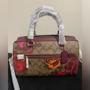 Coach signature floral Rowan satchel